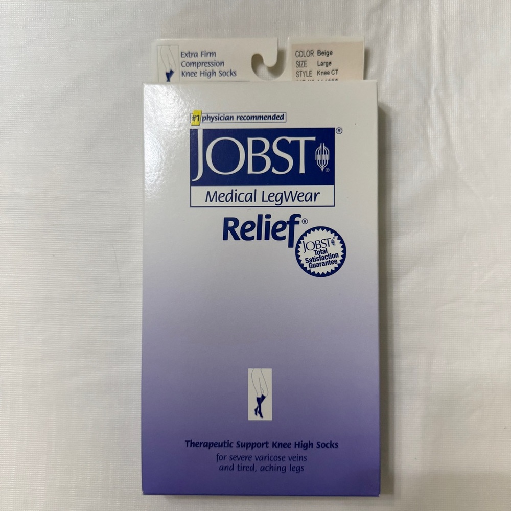 NWT JOBST Relief Medical LegWear Knee High Socks - Beige - Size Large